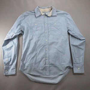 2/$20Jeffrey Max 100% Cotton Mens Long Sleeve Button Up Shirt Small Blue Striped